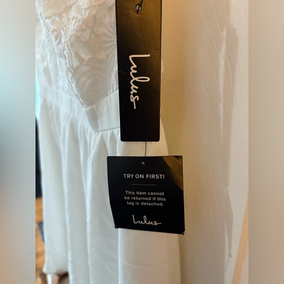 Lulus NWT size XL white lace halter skater dress lovers game - Picture 5 of 12